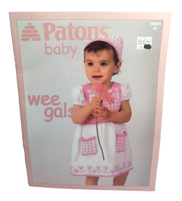 Patons Wee Gals KNITTING PATTERNS Baby Little Girls Butterfly Daisy Flowers Lace - Image 1 of 4