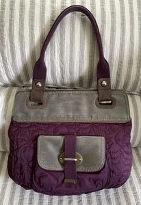 Fossil Key-Per Quilted Purple & Gray Shoulder Bag Tote - Picture 1 of 21