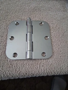 Lote de 2 Bisagras Puerta Cromo 3.5" x 3.5" 3 1/2" 5/8 Radio Esquina - Imagen 1 de 4