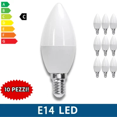 10 LAMPADINE LED E14 A CANDELA da 3W 6W 9W 12W 15W GARANZIA 12 MESI - Immagine 1 di 4