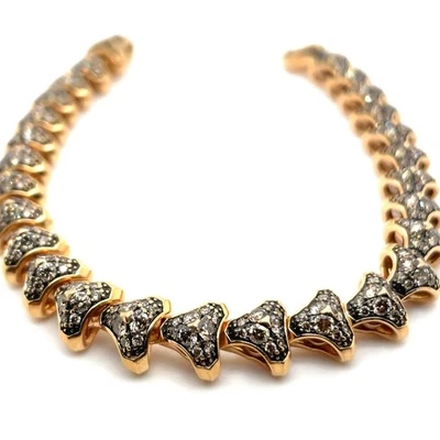 David Yurman 18K Rose Gold Armory Link Bracelet with Cognac Diamonds, 9.5mm. - Image 1 of 4