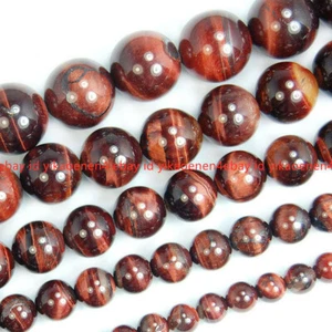 Real Natural 4/6/8/10/12/14MM Red Tigers Eye Round Gemstone Loose Beads 15" - Picture 1 of 18