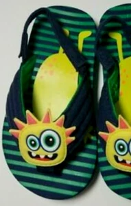 KLEINKIND JUNGEN KATZE & JACK KLEINES MONSTER SLIPPER FLIP FLOP SANDALEN, GRÜN MARINEBLAU - Bild 1 von 2