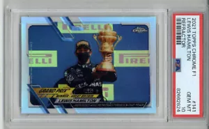 2021 TOPPS CHROME FORMULA 1 REFRACTOR LEWIS HAMILTON CARD PSA 10 LOW POP RARE - Picture 1 of 2