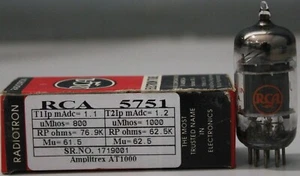 5751 12AX7 ECC83 RCA Triple Mica Made in USA Amplitrex tested #1719001 - Picture 1 of 10