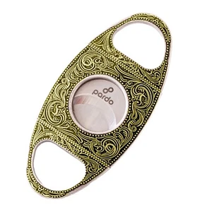 Pardo Cigar Gold Cutter - Engraved Stainless Steel, Straight Cut, Double Blade - Picture 1 of 7