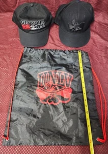 UNLV Bag And Running Rebels Hat Cap Get Your Rib Bacon Hat Black Lot Of 2 - Picture 1 of 13