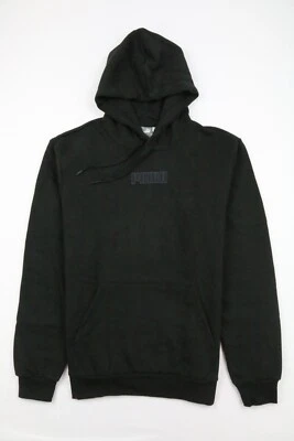 Pulôver moderno masculino PUMA moletom com capuz de lã preto logotipo bordado M novo com etiquetas - Imagem 1 de 4