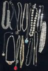 Silvertone Metal LOT 14 Short Necklaces Chokers Some Signed All VGUC Estate Find