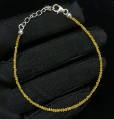 Brazalete de diamantes amarillos: cuentas rondelle facetadas, plata de ley 925 Foto 1 de 4