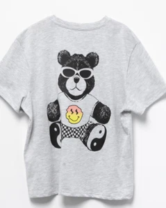 Volcom Girls Short Sleeve Gray T Shirt With Cool Bear Size Large 10/12 - Picture 1 of 4