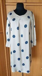 Susy Mix Women's Dress Gray Polka Dot Blue Sleeves Long A-line Rayon Viscosa S/M