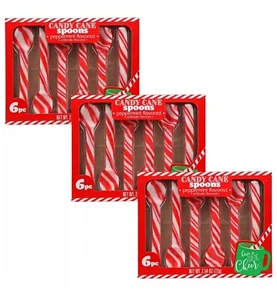 Candy Cane Peppermint Spoon 18 Edible Spoons Hot Chocolate and Coffee New In Box - Picture 1 of 6