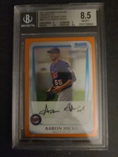 Aaron Aron Hicks Rc Rookie Orange /25 Bowman Chrome  Autograph Pop 1 Bgs Orioles