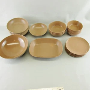 Lot of 24 VTG Melamine Milk Chocolate Brown serving bowls dessert plates - Picture 1 of 11