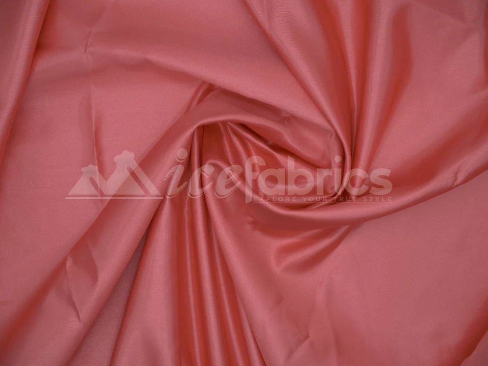 Coral Charmeuse Bridal Satin Fabric Silky By The Yard- Soft Thick Satin-  - Image 1 of 4