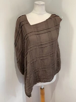 OSKA boxy top blouse UK 12 14 oversize asymmetrical linen lagenlook brown - Image 1 of 4