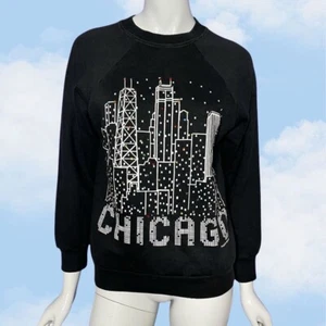 Vintage 80s Chicago Sweatshirt Sweater Windy City Skyline Adult S - Picture 1 of 5
