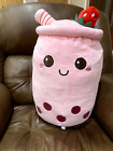 PINK BARBIE COLOR SQUISH PILLOW - LARGE 28 inch - PINK STRAWBERRY BOBA TEA
