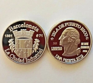 PESETA BARCELONETA 2019 Serie Pueblos PUERTO RICO Plata Boricua Silver Quarter - Picture 1 of 12
