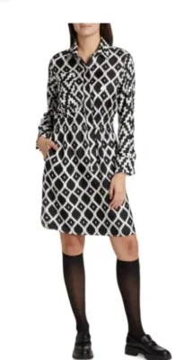 Vestido Max Mara Estampado Seda Moda Talla 8 Hecho en Italia Negro Blanco. Foto 1 de 4
