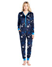Ashford  Brooks Women's Micro Fleece Hooded One Piece Pajama Union Jumpsuit