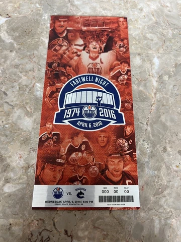 Edmonton Oilers April 6 2016 Rexall Place Final Game Commemorative Ticket Stub Cover