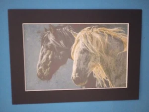 5" x 7" Matted 4" x 6" Print of Portrait Painting of 2 Percheron Draft Horses - Picture 1 of 3