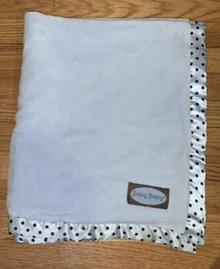 Blankets And Beyond Baby Baby Blanket Blue Satin Brown Polka Dot Trim 40” x 30” - Picture 1 of 4