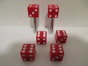 RED DICE DOOR LOCK KNOBS TIRE VALVE STEM CAP SET CHEVY FORD MOPAR  #70040/70005 - Picture 1 of 11