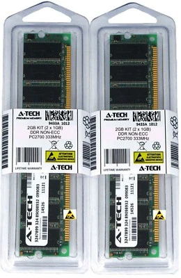 A-Tech 2 GB 2 x 1 GB PC2700 desktop DDR 333 MHz 184 pin DIMM DDR1 memoria RAM 2G 1G - Immagine 1 di 2