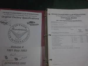 1961-1963 Vol 4 THUNDERBIRD Club Int Rules & Specs in Binder w/wiring diag ~DC78 - Picture 1 of 4