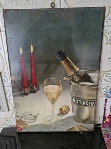 Altes Blech Lithographie Werbung Champagner TAITTINGER SELTEN - Bild 1 von 7