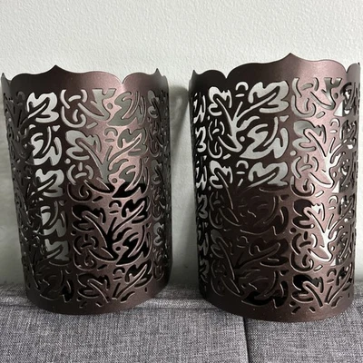 Par de apliques de velas de metal PartyLite de montaje en pared marrón #3119L291 Foto 1 de 4