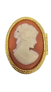 Vintage Avon Gold Tone Victorian Cameo Locket Statement Poison Ring Adjustable - Picture 1 of 6