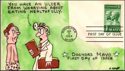 Scott 1251 5 Cents Doctors Mayo Ben Kraft Hand Painted FDC Unique? - Image 1 of 2