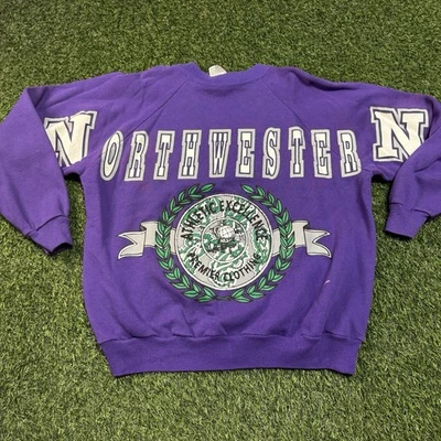 VINTAGE 90s Northwestern Spellout Crewneck Size L College Apparel Made USA - Image 1 of 4