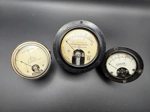 Lot of 3 Vintage Panel Meters – Voltmeter & GE Kilovolt Gauges – Untested - Picture 1 of 14