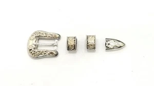 Hollands San Angelo #203 Vintage Sterling Silver / 14K Gold 4pc Belt Buckle Set - Picture 1 of 15