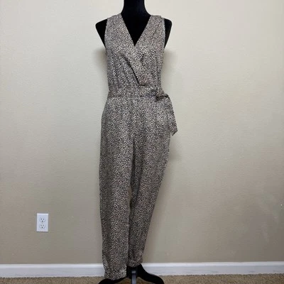 Banana Republic Mono Mujer 2 Petite Leopardo Imitación Envoltura Tencel Marrón Foto 1 de 4