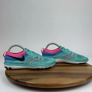 Womens Nike Free TR Focus Flyknit Hyper Jade Pink Blast Sneakers Shoes Size 8 M - Picture 1 of 8