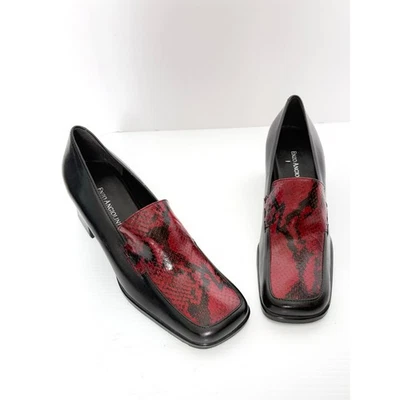 Mocasines Enzo Angiolini Clifton rojos de piel de serpiente punta cuadrada tacones para mujer 7,5 M” Foto 1 de 4