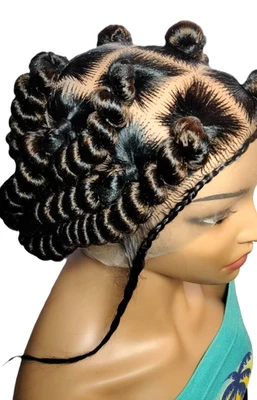 Jumbo Twist Braided Wig Full Lace Baby Hair Wig Spring Twist Wig Bantu Knots - Image 1 of 4
