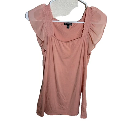 Blusa Express Para Mujer Pequeña Rosa Cuello Cuadrado Manga Corta Volantes Transparente Boho Top Foto 1 de 4