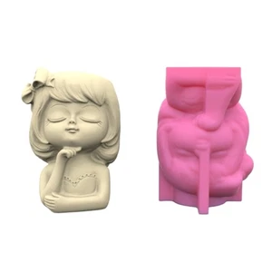 Girl Flower Pot Silicone Resin Mold Epoxy Resin Casting Succulent Pot Mould - Picture 1 of 8