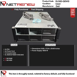 HP ProLiant DL580-GEN10  CTO Server- W/4x CPU, w/4x PSU - Picture 1 of 2