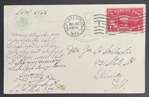 Salt Lake City, Utah Post Card mailed Jul 30, 1913 to Quincy, IL w/U.S. #Q1 tied - Picture 1 of 2