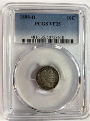 1898-O Barber Dime - 10c PCGS VF35 - Tough Coin! - Image 1 of 4