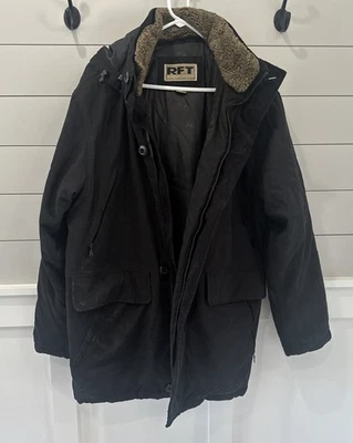 MENS Medium WINTER COAT W HOOD Black RFT BY RAINFOREST - Image 1 of 4