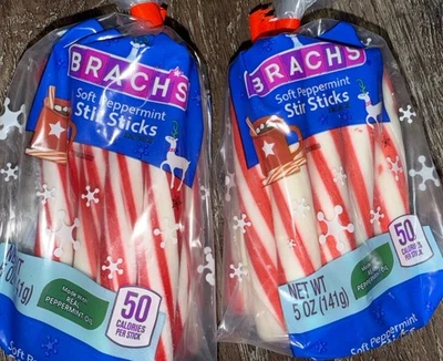 Brachs ~ Palitos suaves de menta Navidad 5 oz 20 palitos ~ Paquete de 2 ~ 12/2027 Foto 1 de 4